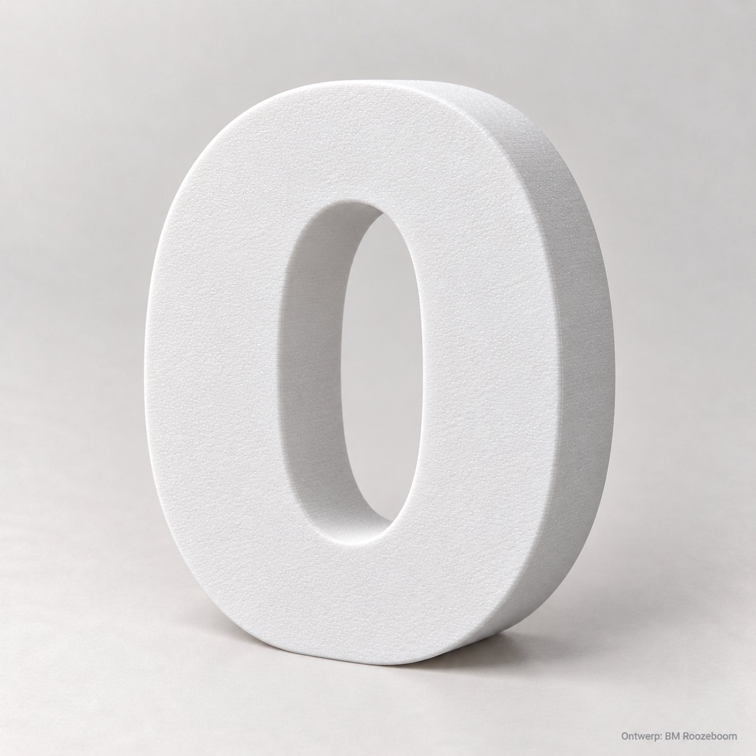 BM Roozeboom Cijfer 0 Montserrat ExtraBold Wit 3D-geprint PLA Hoogte: 10 cm, Diepte: 3 cm