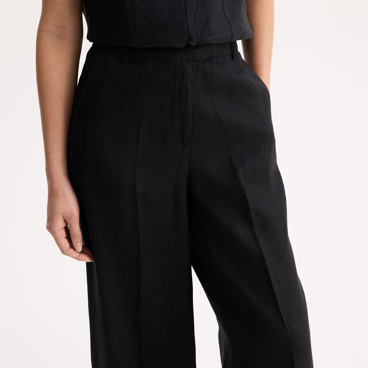ANNE WEYBURN Pantalon large en lin&nbsp;