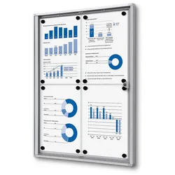 Schaukasten 4x A4 Alu silber Infokasten magnetisch Innen 4xA4 Schaukasten