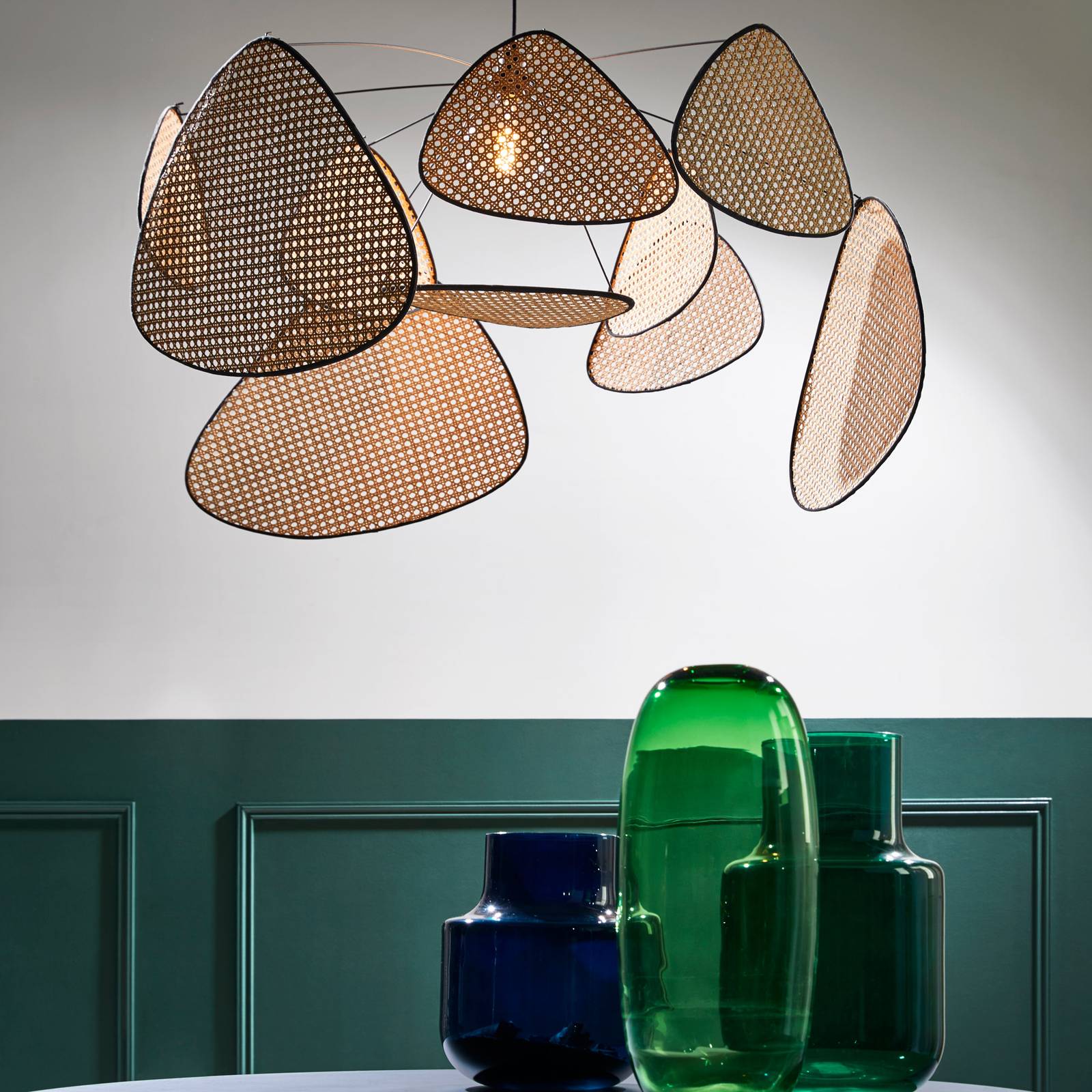 MARKET SET Designer Pendant Light Screen XL, dimmable, Light wood, Living / Dining Room, Wood, Design, Ceiling Light