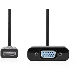 Nedis HDMI -Adapter - HDMI Stecker - VGA Buchse / 3.5 mm Buchse - Vernickelt - Gerade - PVC - Schwarz - 1 Stück - Box