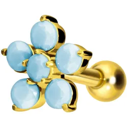 Titan Ohrpiercing mit Innengewinde BLUME + SYNTHETISCHE TÜRKISE