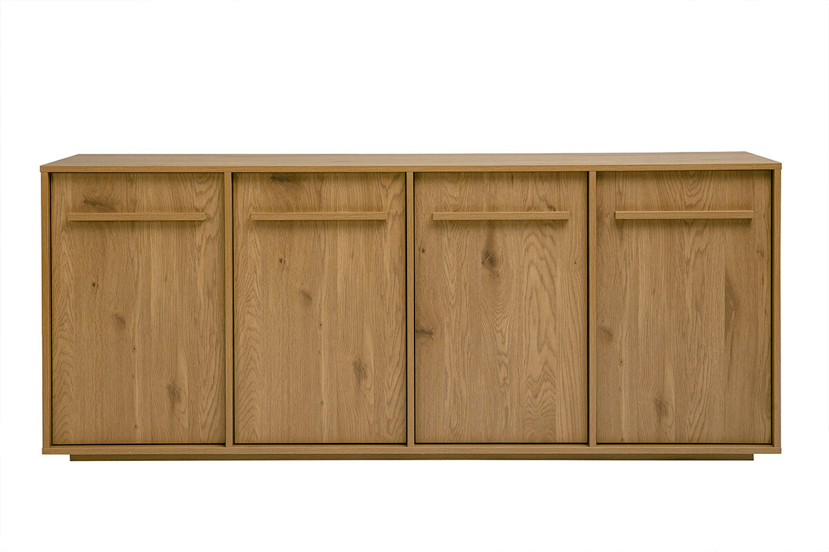 Miliboo Buffet finition bois clair chêne 4 portes L180 cm LOTHAIRE
