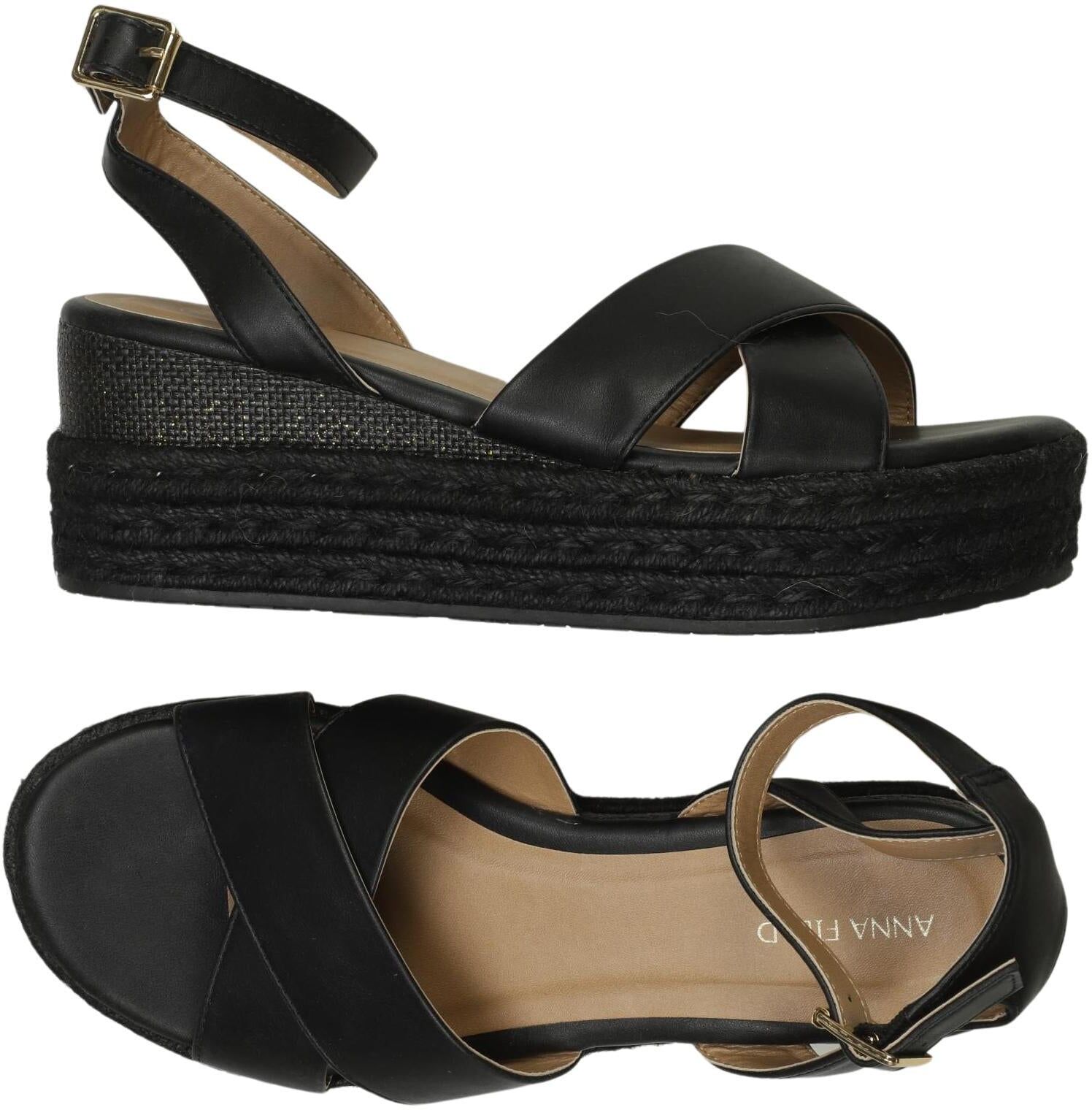 Anna Field Damen Sandalen, Schwarz, Gr. EU 40, Kunstleder - Second Hand
