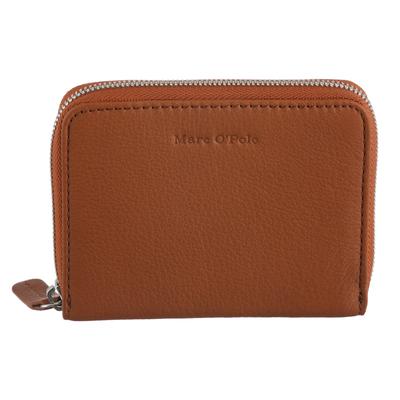 Geldbörse, Damen, braun (cognac), Leder, MARC O'POLO ACCESSORIES, Basic, Kleinlederwaren, Geldbeutel, Money Pocket, Portemonnaie mit Logoschriftzug