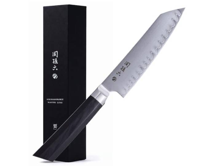 KAI Seki Magoroku Kaname Kiritsuke 15 cm Klingenlänge - VGXeos-Stahl aus 3-Lagenstahl geschmiedet 60-62 HRC - Pakkaholzgriff schwarz - Made in Japan handgefertigt -japanisches Küchenmesser Kochmesser