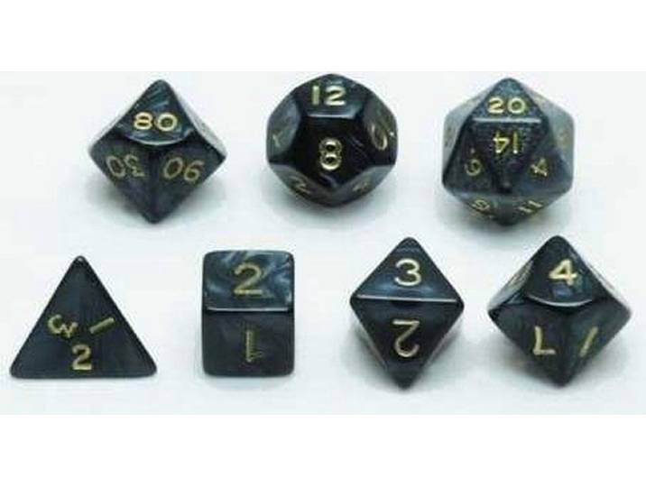 HOT Games - Dobbelstenen Set - 7 stuks - Grijs marmer parelmoer