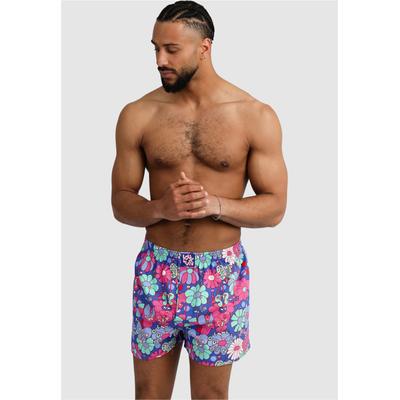 Boxershorts LOUSY LIVIN "2Pack Boxershorts Butterfly &", Herren, Gr. L, pink, blau, 100% Baumwolle, bedruckt, Unterhosen, 2er-Pack mit lockerem Schnitt