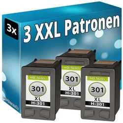 Druckfuxx, Druckerpatrone, 3x Patronen für HP 301-XL DeskJet 1000 1050A 2050A 2540 3050A 1010 1510 1512 Set