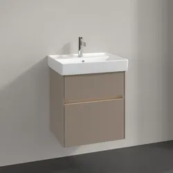 Villeroy und Boch Collaro Waschtischunterschrank C007B0VM 51x54,6x41,4cm, Waschbecken mittig, LED-Beleuchtung, taupe