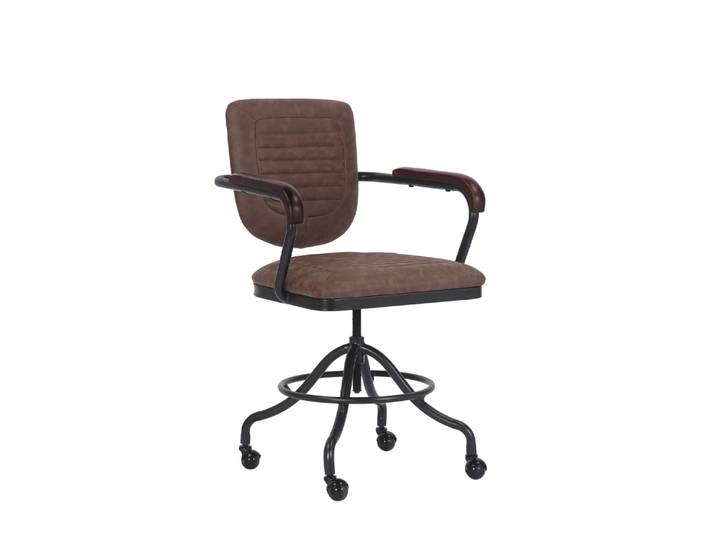 Fauteuil de bureau pivotant en noir et simili cuir marron