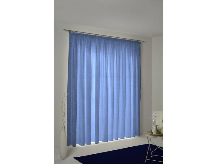 Vorhang WIRTH Toco-Uni Gr. 3, blau, B:132cm H:225cm, Chenille, Polyacryl, Gardinen, Vorhang