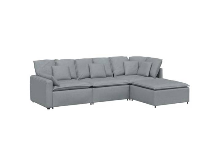 Makastle Modulares Sofa mit Fußhocker Stoff Hellgrau 312x205