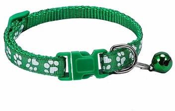 Uplift Treasures Adjustable Safety Bell Ring Necklace Pet Colorful Paw Print Pet Collar With Bell green