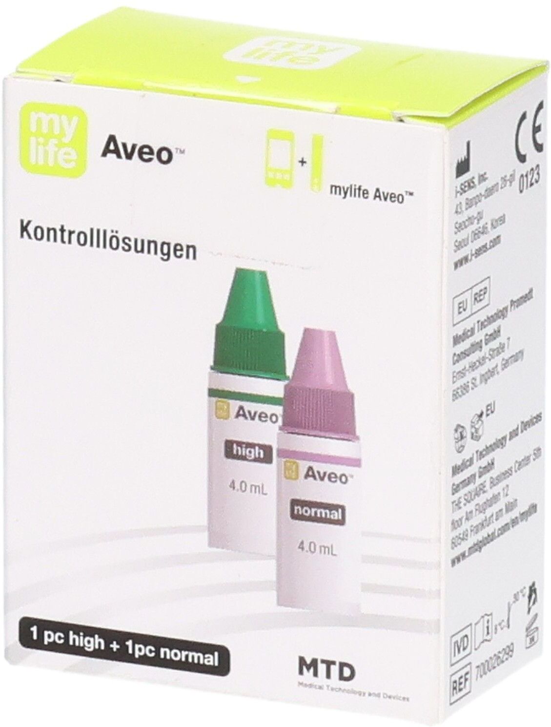 Mylife Aveo Kontrolllösung normal/hoch 2x4 ml Lösung