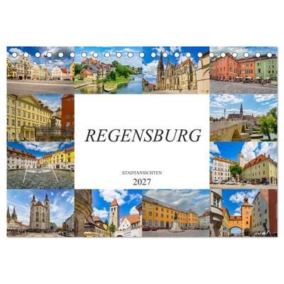 Regensburg Stadtansichten (Tischkalender 2027 DIN A5 quer), CALVENDO Monatskalender
