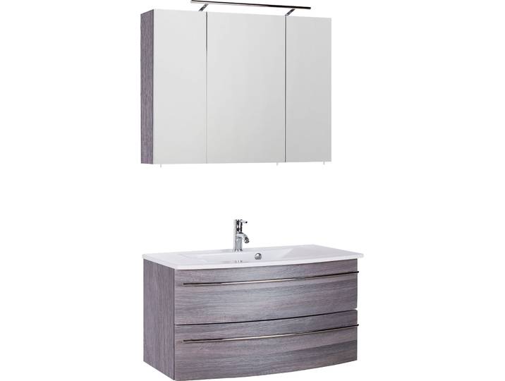 Badmöbel-Set SAPHIR 3040 , grau (kastanie graphit, kastanie graphit), B:90cm, Kastenmöbel-Sets, Badmöbel-Set, Breite 90 cm