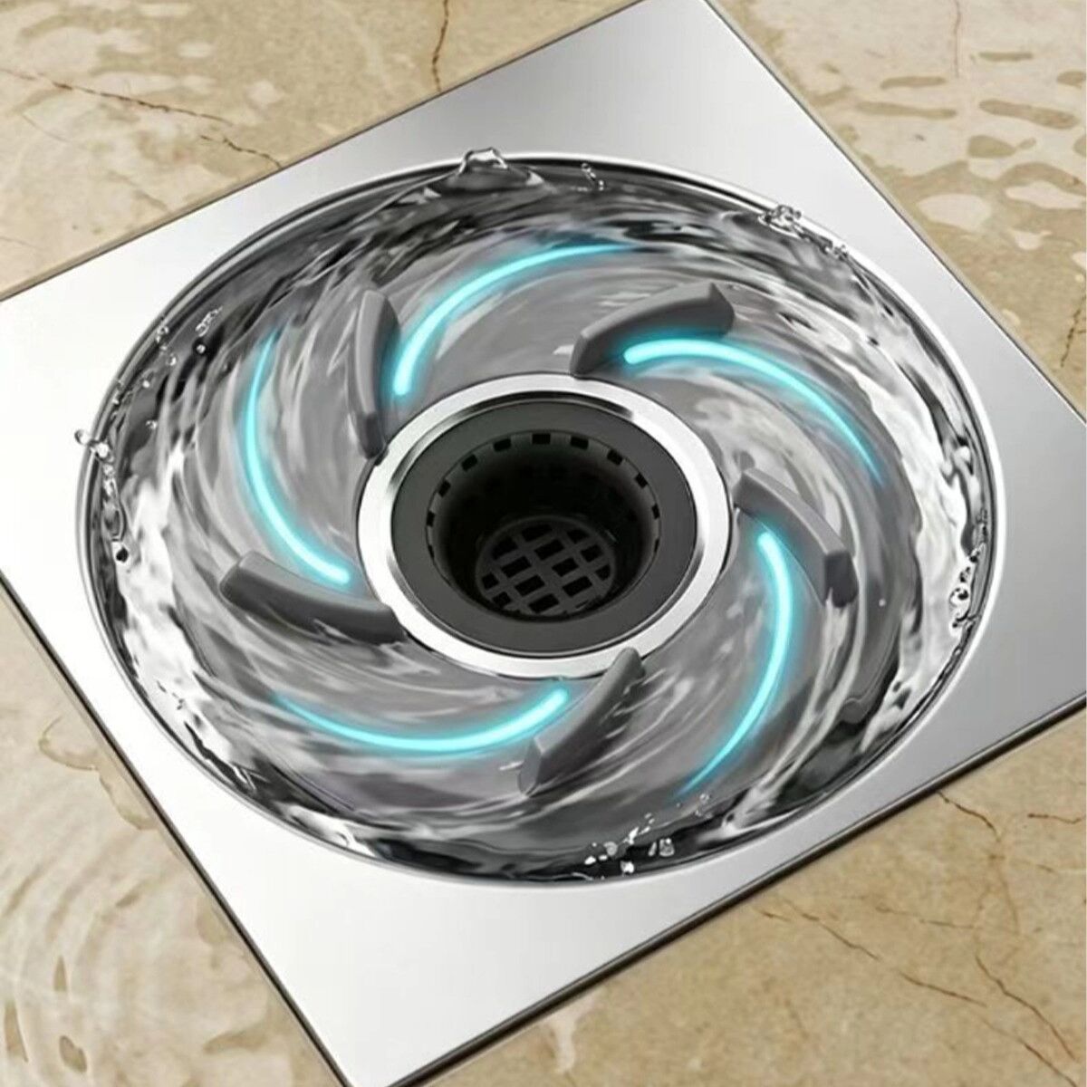 INF Noyau d'évacuation à succion magnétique Vortex anti-odeur – Acier inoxydable+silicone, filtre à cheveux vortex et bouchon