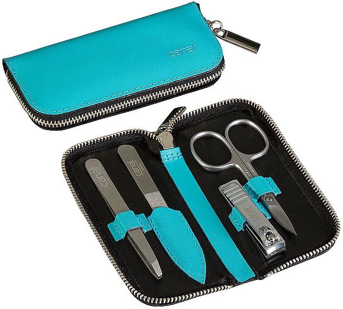 CANAL Reißverschluss-Etui aus Spaltleder 4-teilig (Türkis) 5381 EG