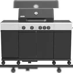 Yato Mini Outdoor Küche, Gasgrill 4+1 Brennern 14,5 kW, LED, Gusseisenrost