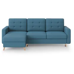 ECKSCHLAFSOFA Vinci mit universelle Ottomane, Dunkelblau