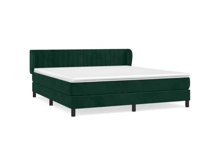 PUGYNBK Boxspringbett aus Samt, Dunkelgrün, 160 x 200 cm Verstellbares Kopfteil, Taschenfederkernmatratze, mittlere Härte, Lederschutz