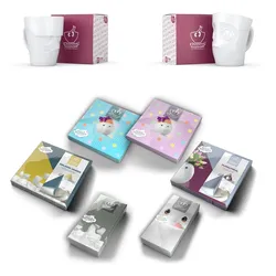 Henkelbecher-Set 2-tlg. - jeweils 350 ml + Servietten - FIFTYEIGHT Henkelbecher - Dekor Weiß - 1 Set