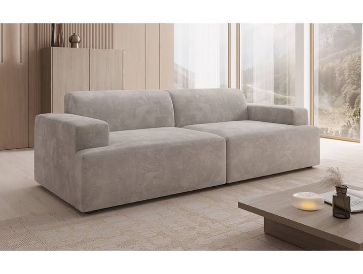 Designer 3 Sitzer Sofa Monza in Samt - Hellgrau - Samt - Luxusbetten24