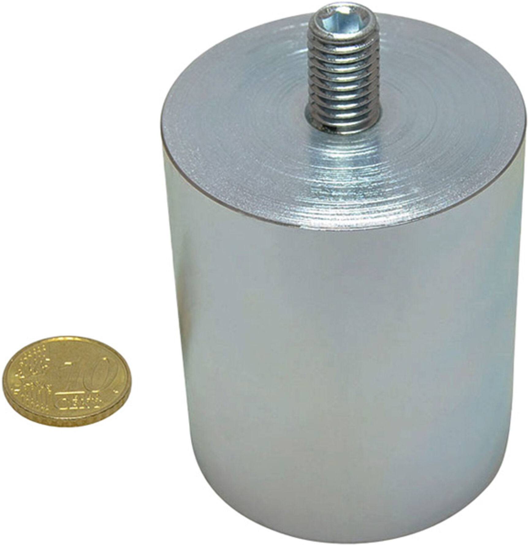 SPRINTIS Aimants grappin cylindrique AlNiCo avec filetage 50 mm, AlNiCo, acier, argent