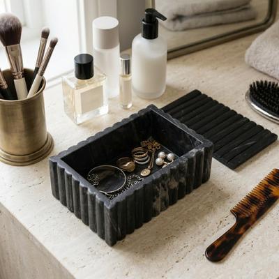 Sagebrook Home "Decorative Rectangular Marble Ridged Box with Removeable Lid - 7"""