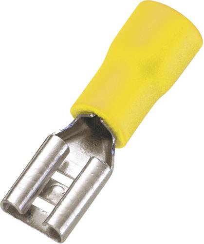 TRU Components 1572133 Flachsteckhülse Steckbreite: 6.4mm Steckdicke: 0.8mm 180° Teilisoliert Gelb 50St.