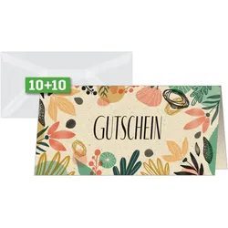Sigel, Grusskarte + Briefpapier, Gutscheinkarte DL 240g Graskarton Colorful plants 10+10St (10 Stk.)