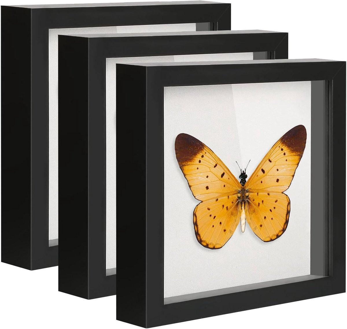Zwarte Vitrine Herinneringsdoos met Linnen Achterwand - 10x10 Inch