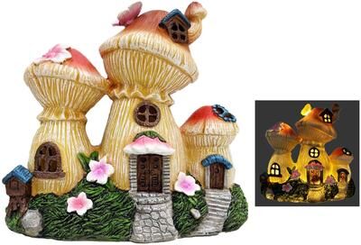 Santa's Workshop "9"" Resin Solar LED Mushroom Bungalow"