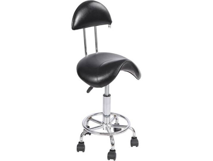 Tabouret De Selle Roulant Avec Support Dorsal Ergonomique Et Pivotant-Tabouret Hydraulique Réglable Pour Dentiste Spa Salon [IN74]