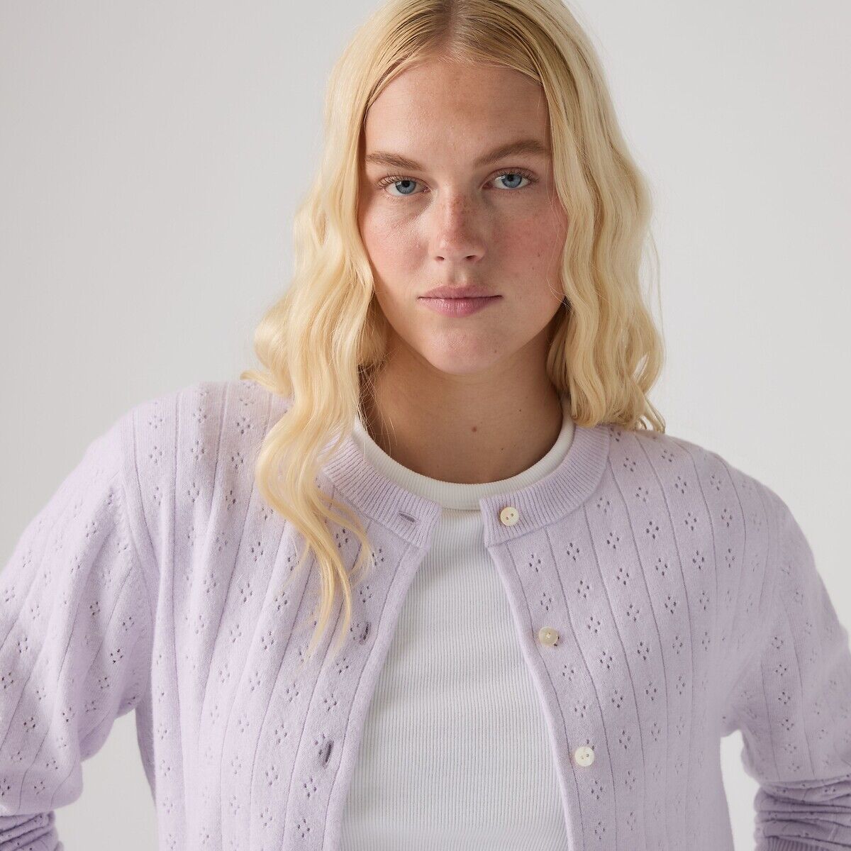 LEVI'S Cardigan col rond maille pointelle