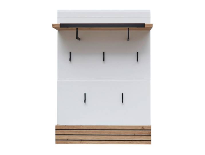 Livetastic Garderobenpaneel, Weiss, Eiche Artisan, Schwarz, Holzwerkstoff, 80x114x33 cm, Aufhängemöglichkeit, Hutablage, Kleiderstange, Garderobe, Garderobenpaneele, Garderobenpaneele