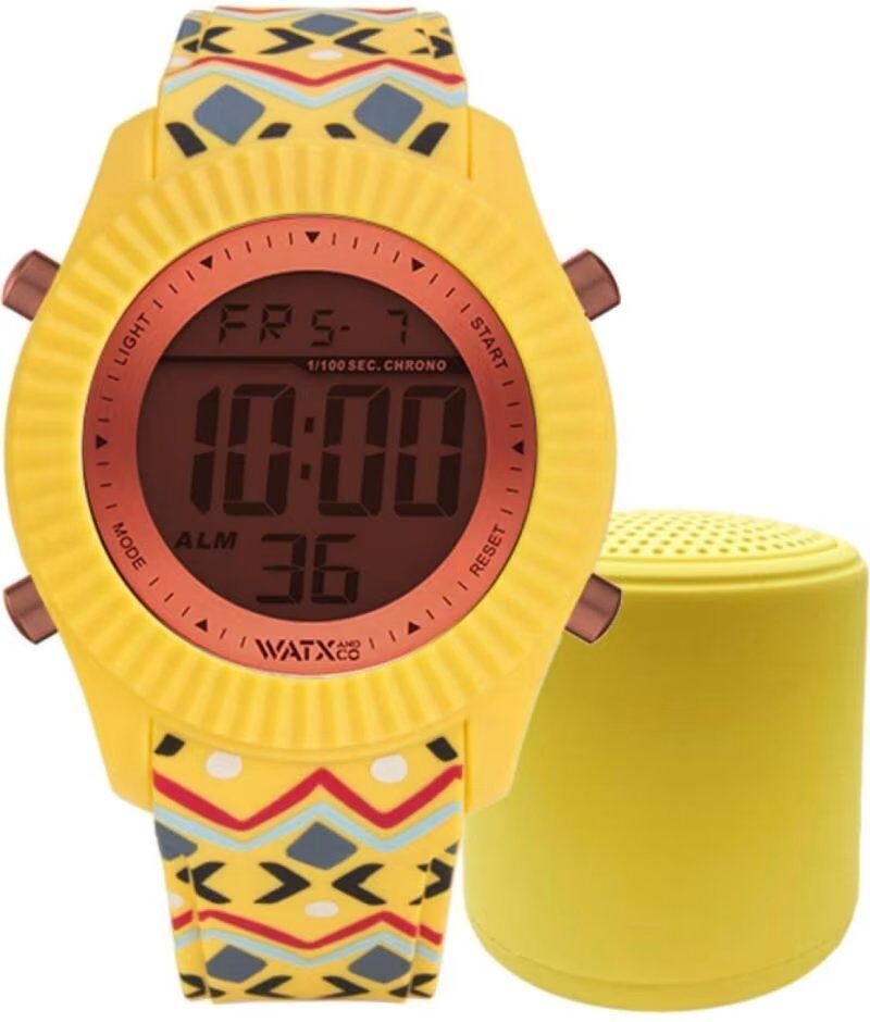 Conjunto Reloj Digital Watxandco Reloj11m Amarillo Y Mini Altavoz Portátil Amarillo 43mm Mujer