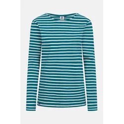 Hanseheld Streifenshirt Damen Petrol-Natur Langarm Blau Grün GOTS Organic