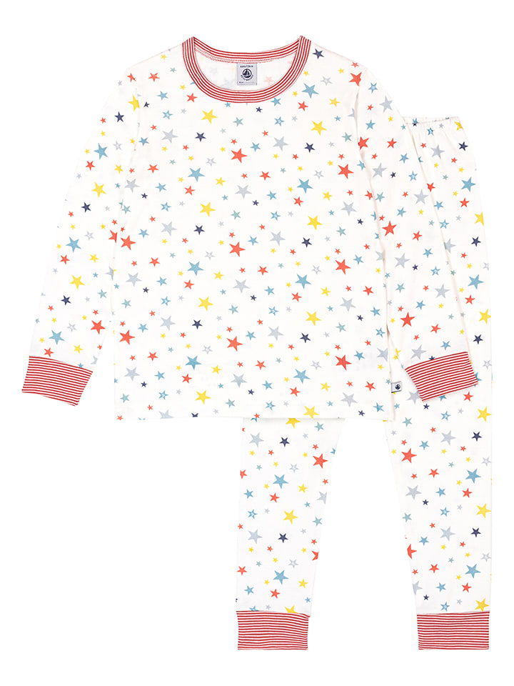 PETIT BATEAU Pyjama in Weiß/ Bunt - 128