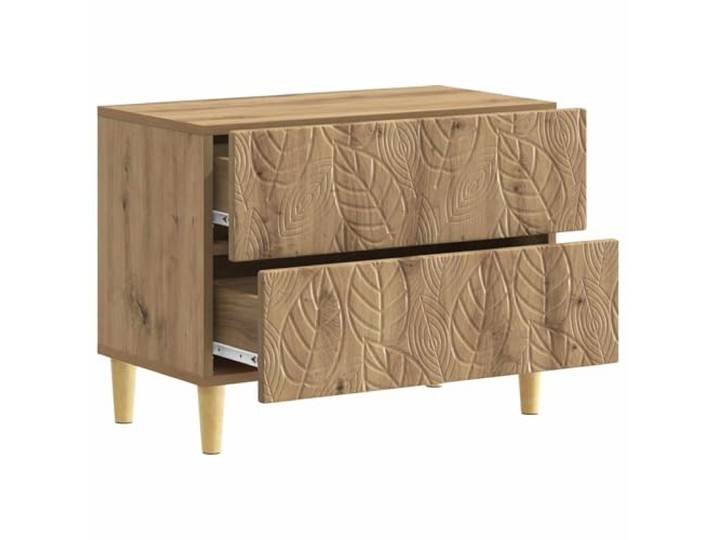 KTHLBRH Nachttisch Eiche Handwerk 62 x 34,5 x 48 cm 2 Schubladen, Massivholz, Eukalyptus, platzsparend, für Schlafzimmer, Wohnzimmer