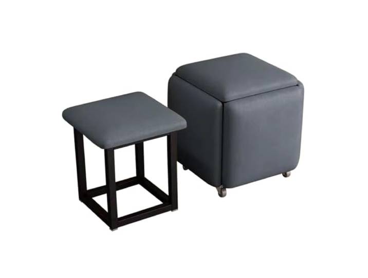 Stapelbarer Würfelhocker 5 In 1 Sitzhocker Mit Rädern,Bewegliche Ottomane Hocker Für Wohnzimmer-Schlafzimmer, Nesting Sofa Stuhl Hocker Dressing Stuhl Schuh Hocker ( Color : Dark grey , Size : 45cm )