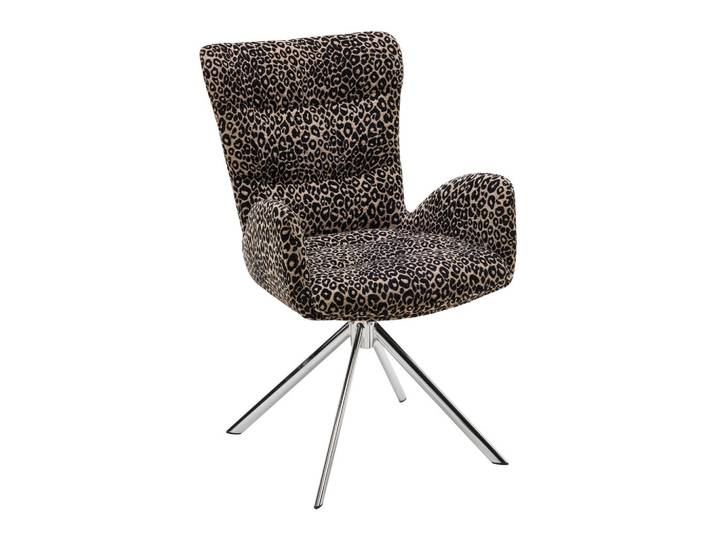 Drehsessel Liam Leoprint Schwarz/Chromfarben