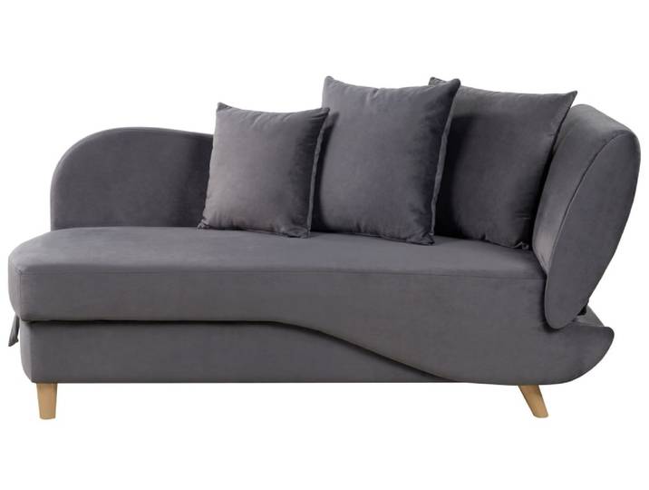 Chaise longue côté droit velours gris foncé avec rangement