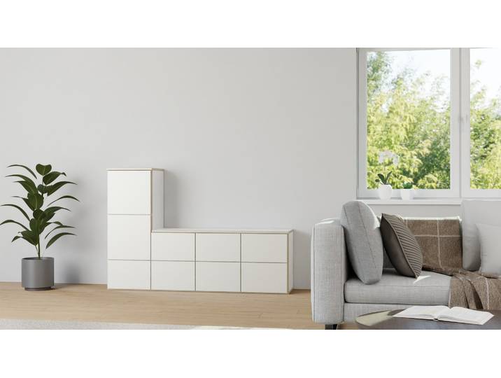 Votre commode avec assise pour optimiser votre espace intérieur Contre­plaqué Contre­plaqué de bouleau blanc mat