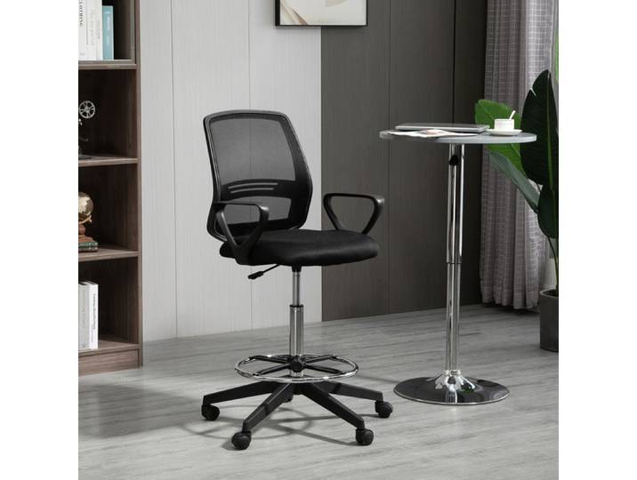 Fauteuil de bureau chaise de bureau assise haute réglable tabouret de bureau pivotant 360° maille respirante