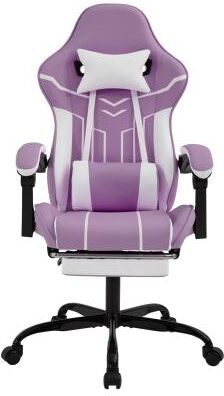 toswini Faux Leather Gaming Office Chair with Massage Lumbar Pillow and Footrest