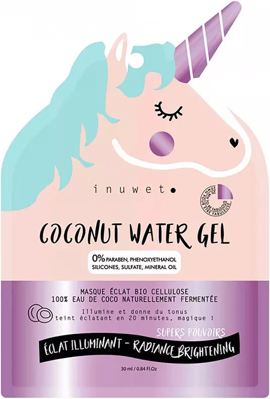 inuwet - Einhorn-Gesichtsmaske mit Bio-Glanz aus 100% biologisch abbaubarer Kokosnuss-Zellulose, 1 Stück