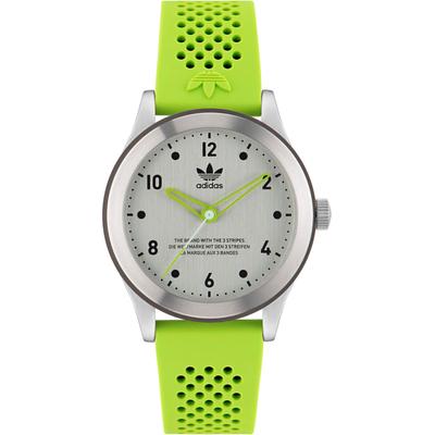 Quarzuhr ADIDAS ORIGINALS "CODE THREE", grün (hellgrün), Armbanduhren, Damen, Quarzuhr, Armbanduhr, Damenuhr, Herrenuhr, Silikonarmband