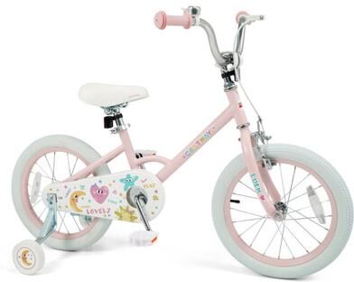 Costway 16 Inch Kids Bike Adjustable for 3-8 Years Old Children Pink - Stars & Moon